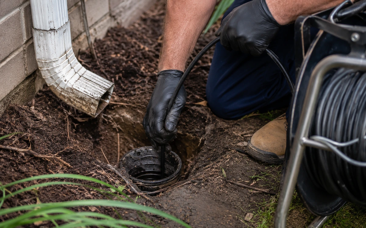 Underground downspout cleaning contractor